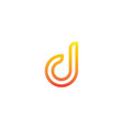 hook icon abstract orange letter d linear logo vector image