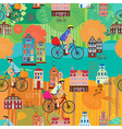 girl on a bicycle seamless pattern vector image