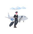 a pilot who was walking towards stairs vector image