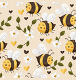 cartoon bee cute seamless pattern vector image
