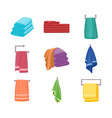 bath towels colorful icons set flat cartoon vector image