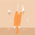 cat scratching wall sliding down or hanging vector image vector image