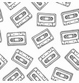 black white cassette cartoon seamless pattern vector image vector image