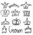 hand drawn crowns logo and icon design set vector image