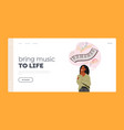 musical thinking landing page template woman vector image vector image