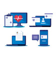 set medical diagnosis and online technology vector image