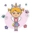girl disguised as a unicorn vector image vector image