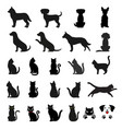 set silhouettes dog and cat vector image