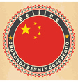 vintage label cards of china flag vector image