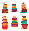 collection colourful birthday cakes vector image vector image