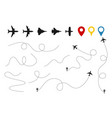 plane paths aircraft tracking planes vector image vector image