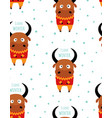 winter pattern with cute ox vector image vector image