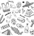 mexico seamless pattern doodle elements hand vector image