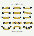 navy blue and golden ribbon banners icons set vector image