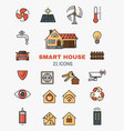 set line art icons of the smart home vector image