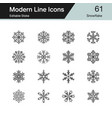 snowflake icons modern line design set 61 vector image vector image