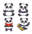 set of funny hand-drawn baby pandas meditating vector image