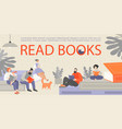 people sitting on huge books and reading vector image