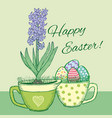 hand drawn floral happy easter card with blooming vector image vector image