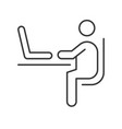 human sitting on chair and using laptop table vector image