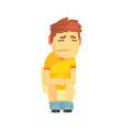 unhappy boy sitting on toilet suffering vector image