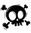 black silhouette skull with crossed bones vector image
