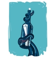 message in bottle octopus tentacles hold a letter vector image