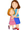 Cartoon happy mother hugging her daughter Vector Image