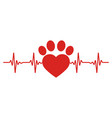 trail a dog in shape heart with puls vector image
