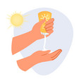 hands squeeze sunscreen skin cream flat vector image