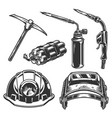 welder and miner work tools collection vector image