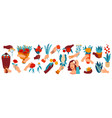 hand with flowers cartoon vector image vector image