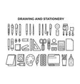 office stationery and drawing tools line icons vector image