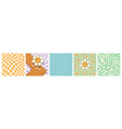 wavy swirl pattern with mesh cartoon flower vector image