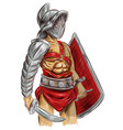 roman gladiator soldier with sword and shield vector image vector image