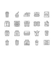 set takeaway line icons popcorn bucket lunch vector image