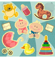 vintage card for baby girl and boy vector image