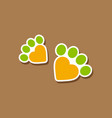 paper sticker on stylish background cat tracks vector image vector image