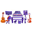 set of sound recording studio equipment vector image