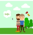 two boys taking selfie vector image