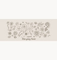groovy retro flowers hand drawn vector image