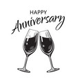 happy anniversary card text and two sparkling vector image vector image