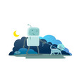 robot character astronaut man walk night moon vector image vector image
