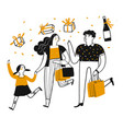 drawing character people shopping vector image vector image