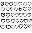 hand drawn heart set vector image vector image