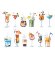 alcoholic and non-alcoholic cocktails with straws vector image
