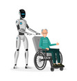 robot with disabled man flat vector image