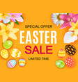 happy easter cute sale poster background with egg vector image