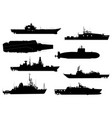 military warship vessels silhouette vector image vector image