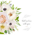 floral design card garden pink peach rose anemone vector image
